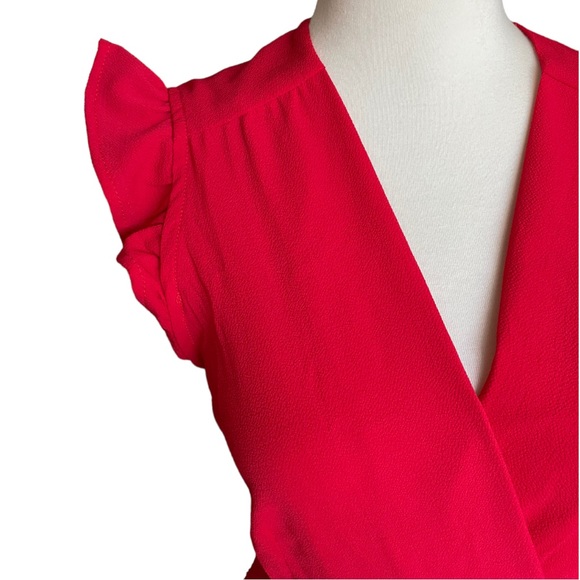 🚨 NEW Red Peplum Blouse ruffle sleeve - Picture 5 of 6